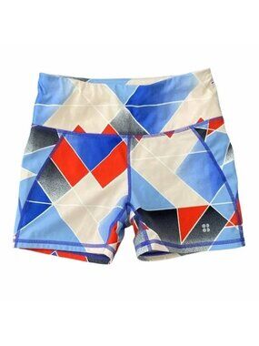 Sweaty Betty Geometric Print Running Shorts XS Polyamide/Elastane Blue Red Beige